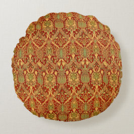  William Morris Pattern Red Turquoise Gold Rond Kussen