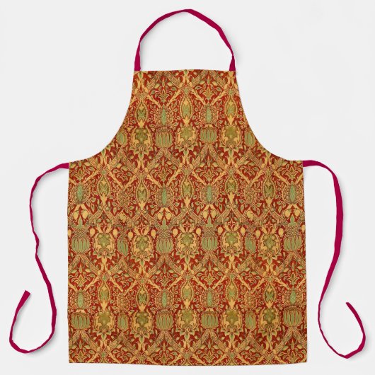 William Morris Pattern Red Turquoise Gold Schort (Voorkant)