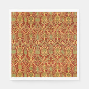 William Morris Pattern Red Turquoise Gold Servet