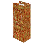  William Morris Pattern Red Turquoise Gold Wijn Cadeautas (Achterkant Gekanteld)