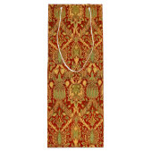 William Morris Pattern Red Turquoise Gold Wijn Cadeautas (Achterkant)