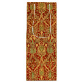 William Morris Pattern Red Turquoise Gold Wijn Cadeautas (Voorkant)