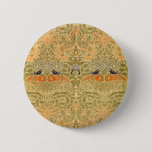 William Morris Pauw Draak Vintage Kunst Ambacht Ronde Button 5,7 Cm