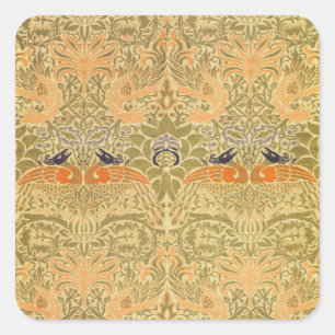 William Morris Pauw Draak Vintage Kunst Ambacht Vierkante Sticker