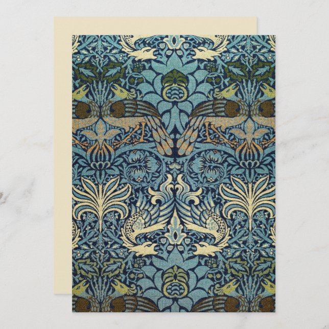 William Morris Pauw en Draak geweven ontwerp (Voorkant / Achterkant)