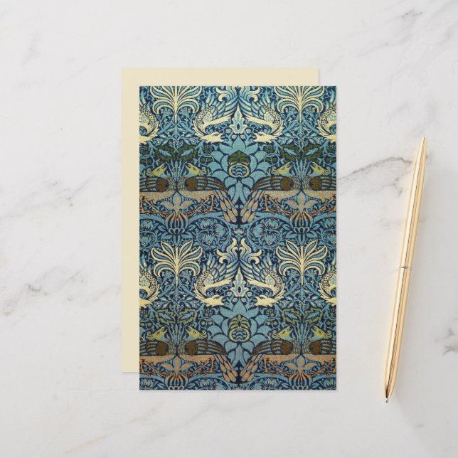 William Morris Pauw en Draak geweven ontwerp (Voorkant / Achterkant in situ)