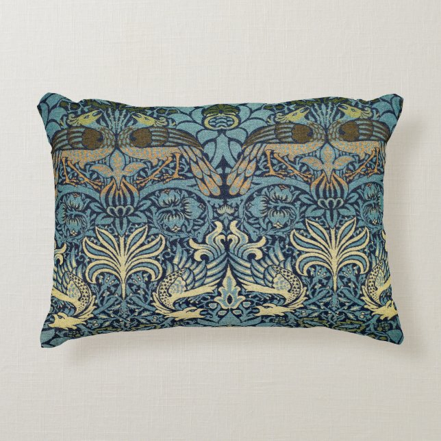 William Morris Pauw en Draak geweven ontwerp Accent Kussen (Voorkant)