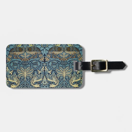 William Morris Pauw en Draak Geweven Ontwerp Bagagelabel (Voorkant horizontaal)