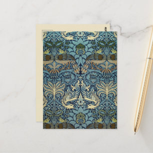 William Morris Pauw en Draak Geweven Ontwerp Briefkaart