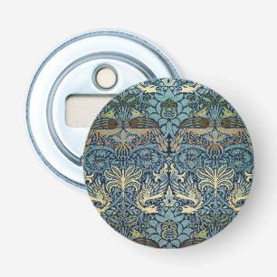 William Morris Pauw en Draak Geweven Ontwerp Button Flesopener