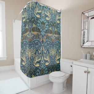 William Morris Pauw en Draak Geweven Ontwerp Douchegordijn