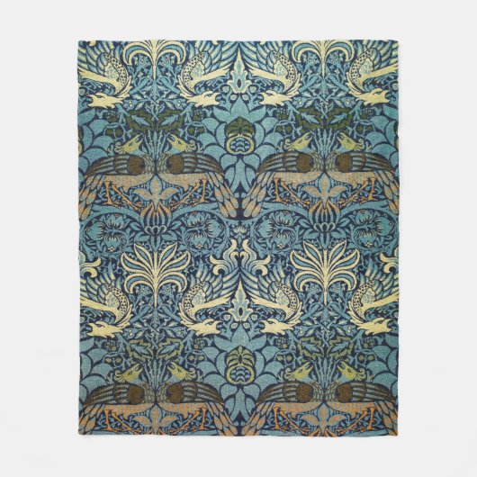 William Morris Pauw en Draak Geweven Ontwerp Fleece Deken (Voorkant)