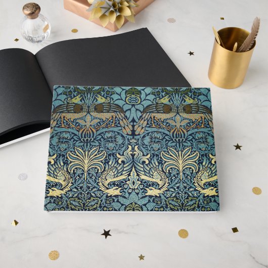 William Morris Pauw en Draak geweven ontwerp Gastenboek (Voorkant open)