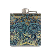 William Morris Pauw en Draak Geweven Ontwerp Heupfles (Achterkant)