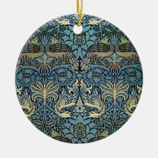 William Morris Pauw en Draak geweven ontwerp Keramisch Ornament (Voorkant)
