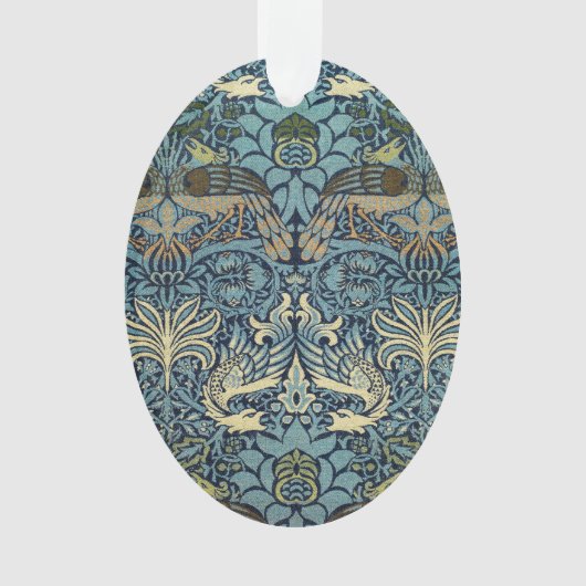 William Morris Pauw en Draak geweven ontwerp Ornament (voorkant)