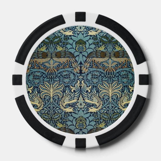 William Morris Pauw en Draak geweven ontwerp Poker Chips (Voorkant)