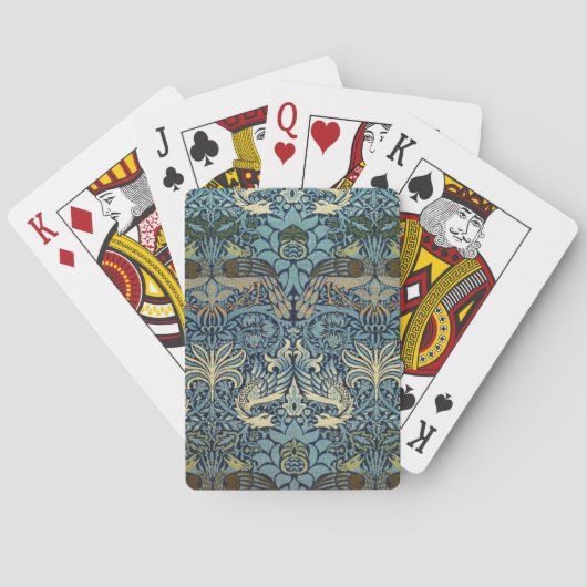 William Morris Pauw en Draak Geweven Ontwerp Pokerkaarten (Achterkant)
