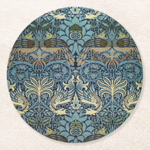 William Morris Pauw en Draak geweven ontwerp Ronde Kartonnen Onderzetter