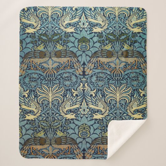 William Morris Pauw en Draak geweven ontwerp Sherpa Deken (Voorkant)