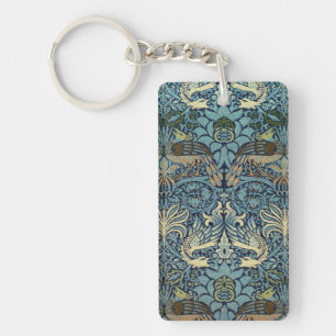 William Morris Pauw en Draak geweven ontwerp Sleutelhanger