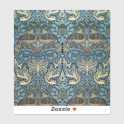William Morris Pauw en Draak geweven ontwerp Sticker (Vel)