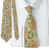 William * Morris Peach Groene Bloemen Stropdas