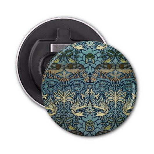 William Morris Peacock and Dragon Woven Design Button Flesopener (Voorkant)