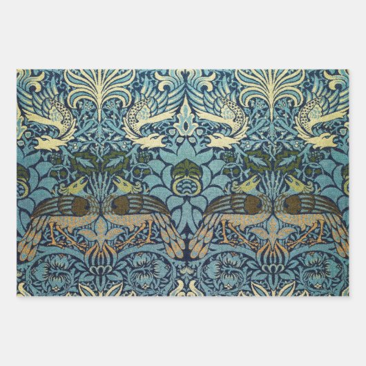 William Morris Peacock and Dragon Woven Design Inpakpapier Vel (Voorkant 2)