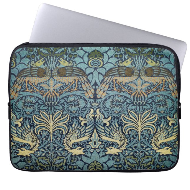 William Morris Peacock and Dragon Woven Design Laptop Sleeve (Voorkant)