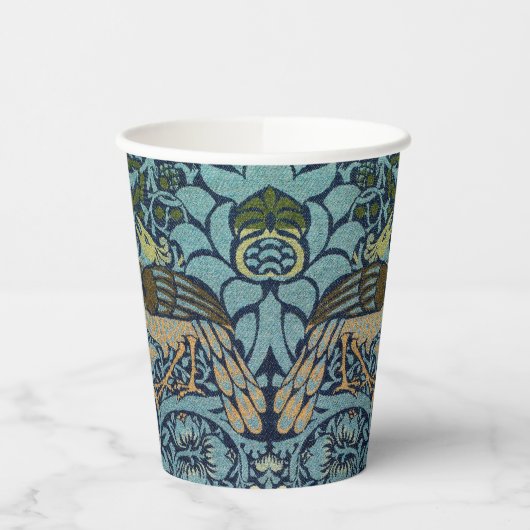 William Morris Peacock and Dragon Woven Design Papieren Bekers (Links)