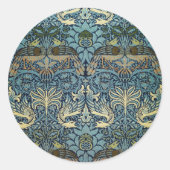 William Morris Peacock and Dragon Woven Design Ronde Sticker (Voorkant)
