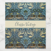 William Morris Peacock and Dragon Woven Design Wijn Etiket (Enkel label)