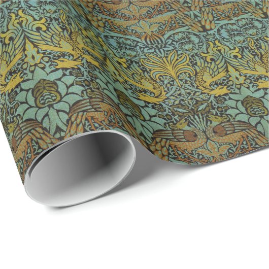 William Morris Peacock Dragon Wallpaper Cadeaupapier (Rol Hoek)