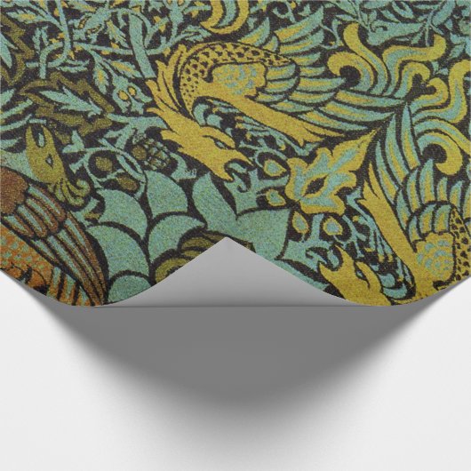 William Morris Peacock Dragon Wallpaper Cadeaupapier (Hoek)