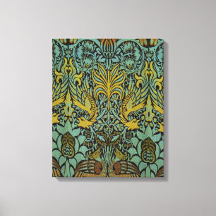 William Morris Peacock Dragon Wallpaper Canvas Afdruk