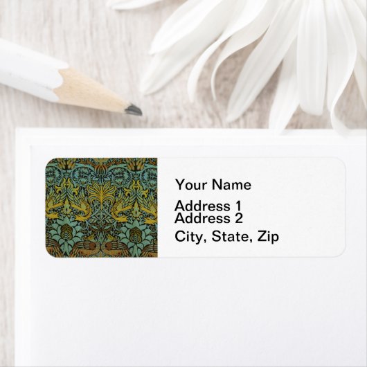 William Morris Peacock Dragon Wallpaper Etiket (Insitu)