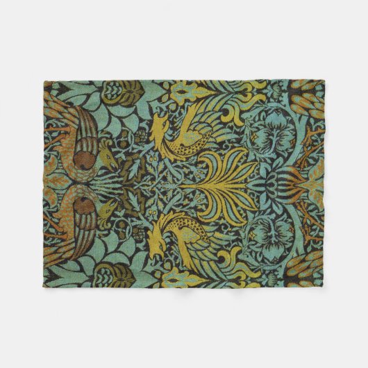 William Morris Peacock Dragon Wallpaper Fleece Deken (Voorkant (Horizontaal))