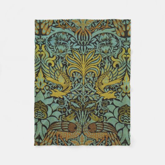 William Morris Peacock Dragon Wallpaper Fleece Deken (Voorkant)