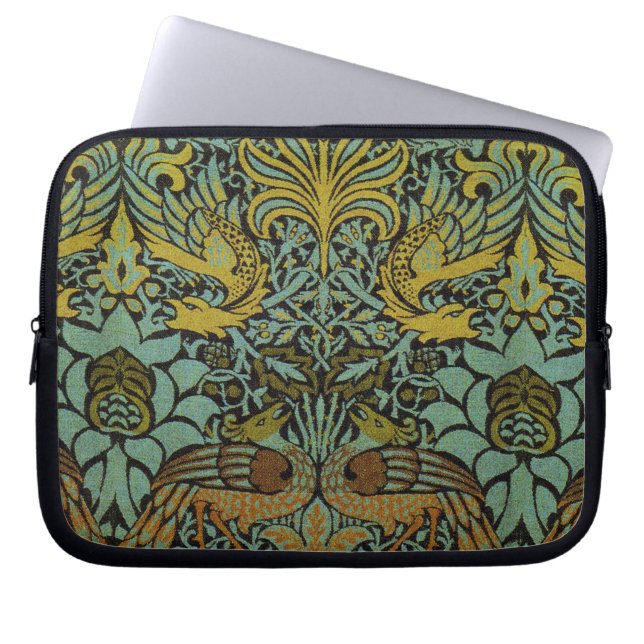 William Morris Peacock Dragon Wallpaper Laptop Sleeve (Voorkant)