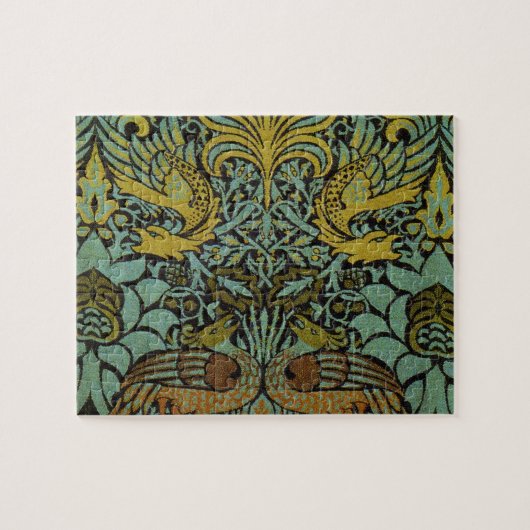 William Morris Peacock Dragon Wallpaper Legpuzzel (Horizontaal)