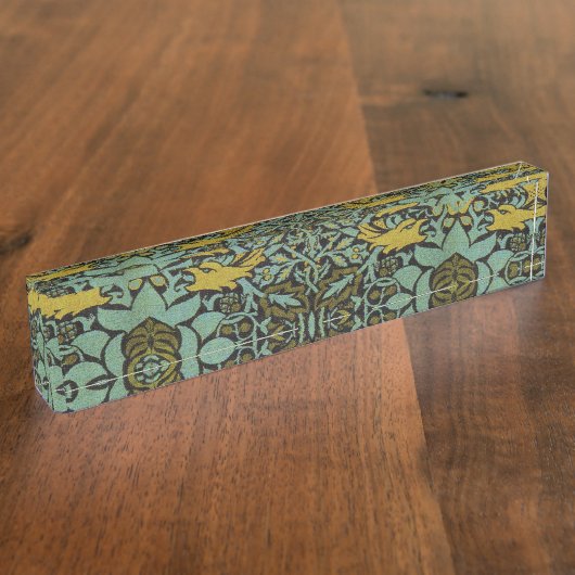 William Morris Peacock Dragon Wallpaper Naambordje (Zijkant)