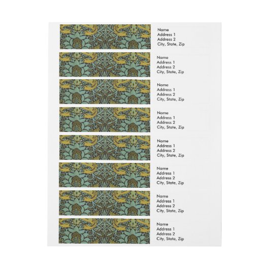 William Morris Peacock Dragon Wallpaper Omwikkelbaar Adreslabel (Vel)