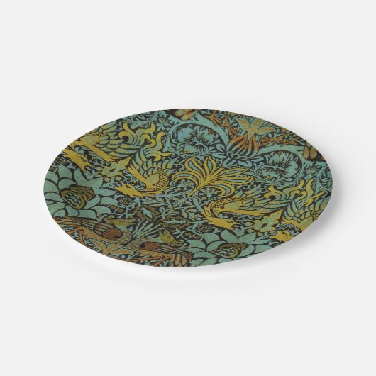 William Morris Peacock Dragon Wallpaper Papieren Bordje (Gekanteld)