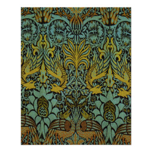 William Morris Peacock Dragon Wallpaper Perfect Poster