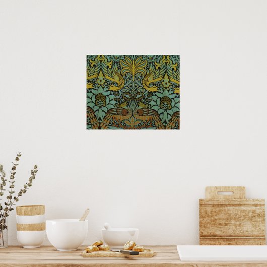 William Morris Peacock Dragon Wallpaper Poster (Keuken)