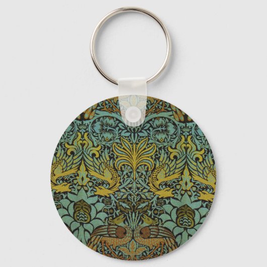 William Morris Peacock Dragon Wallpaper Sleutelhanger (Voorkant)