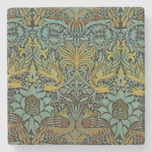 William Morris Peacock Dragon Wallpaper Stenen Onderzetter (Voorkant)