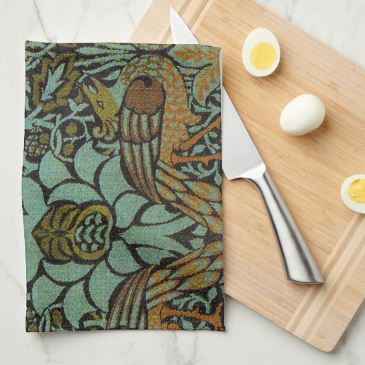 William Morris Peacock Dragon Wallpaper Theedoek (Quarter Fold)