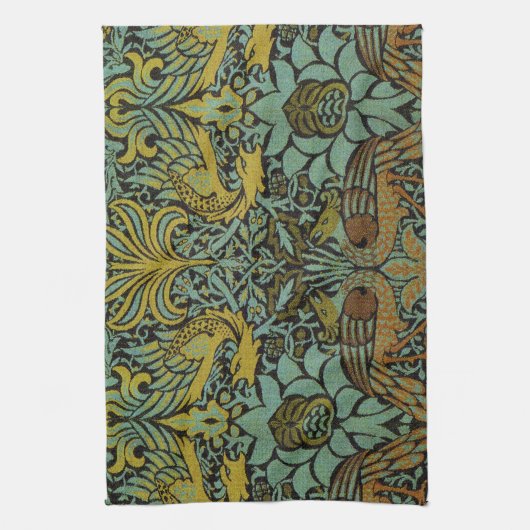 William Morris Peacock Dragon Wallpaper Theedoek (Verticaal)